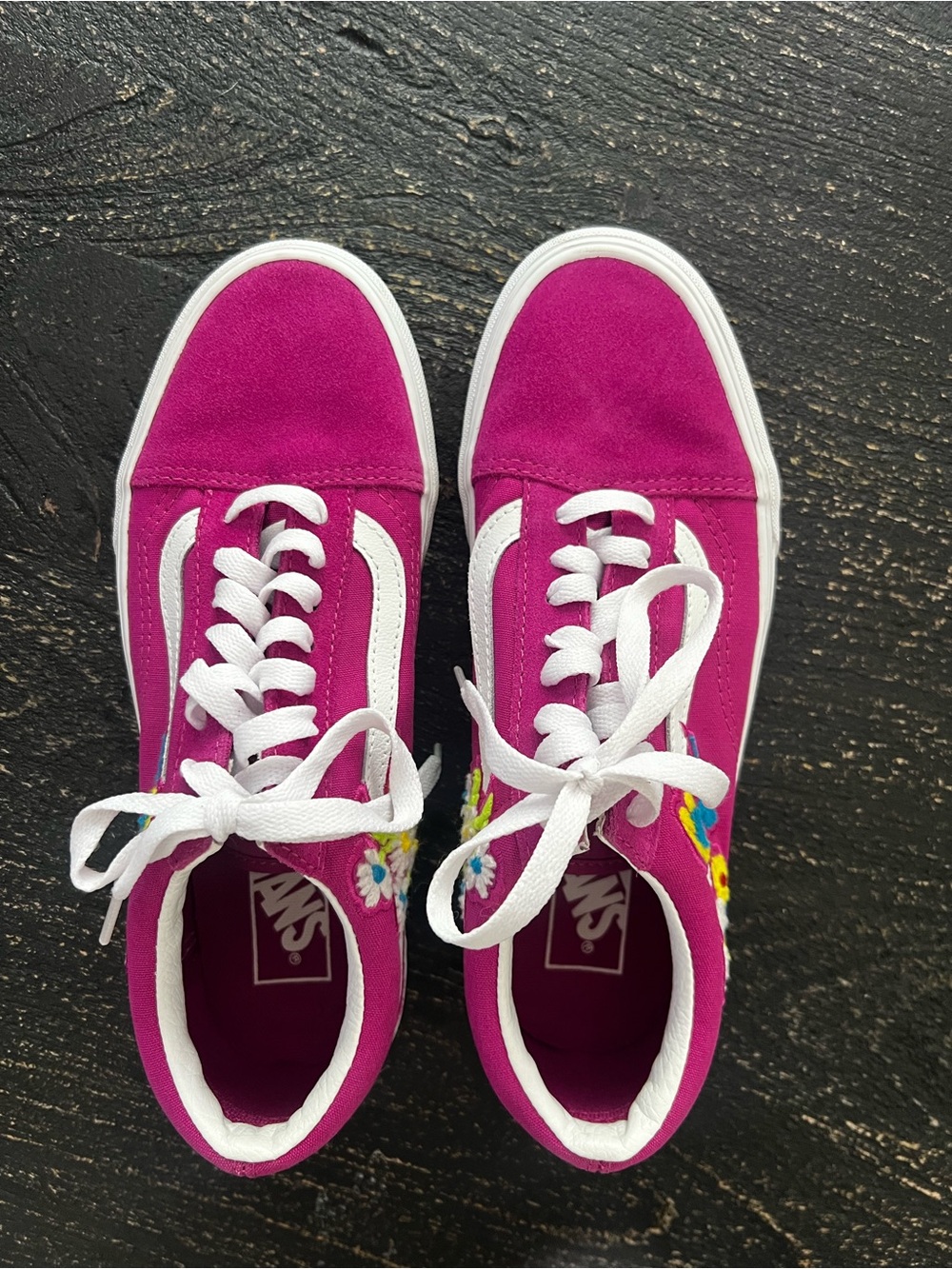 Vans Women's Magenta Old Skool Sneakers with White Stripe